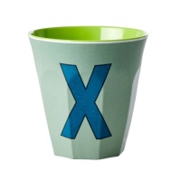 Alphabet Melamine Cup Letter X on Khaki Green by Rice DK